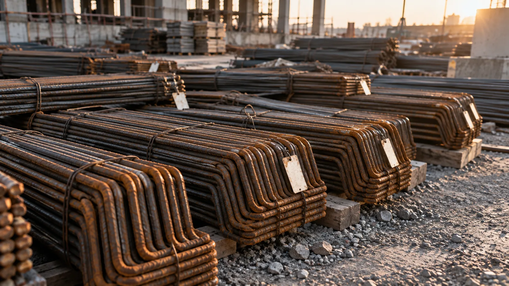 Reinforcement placing drawing with bar marks and an accompanying bending schedule