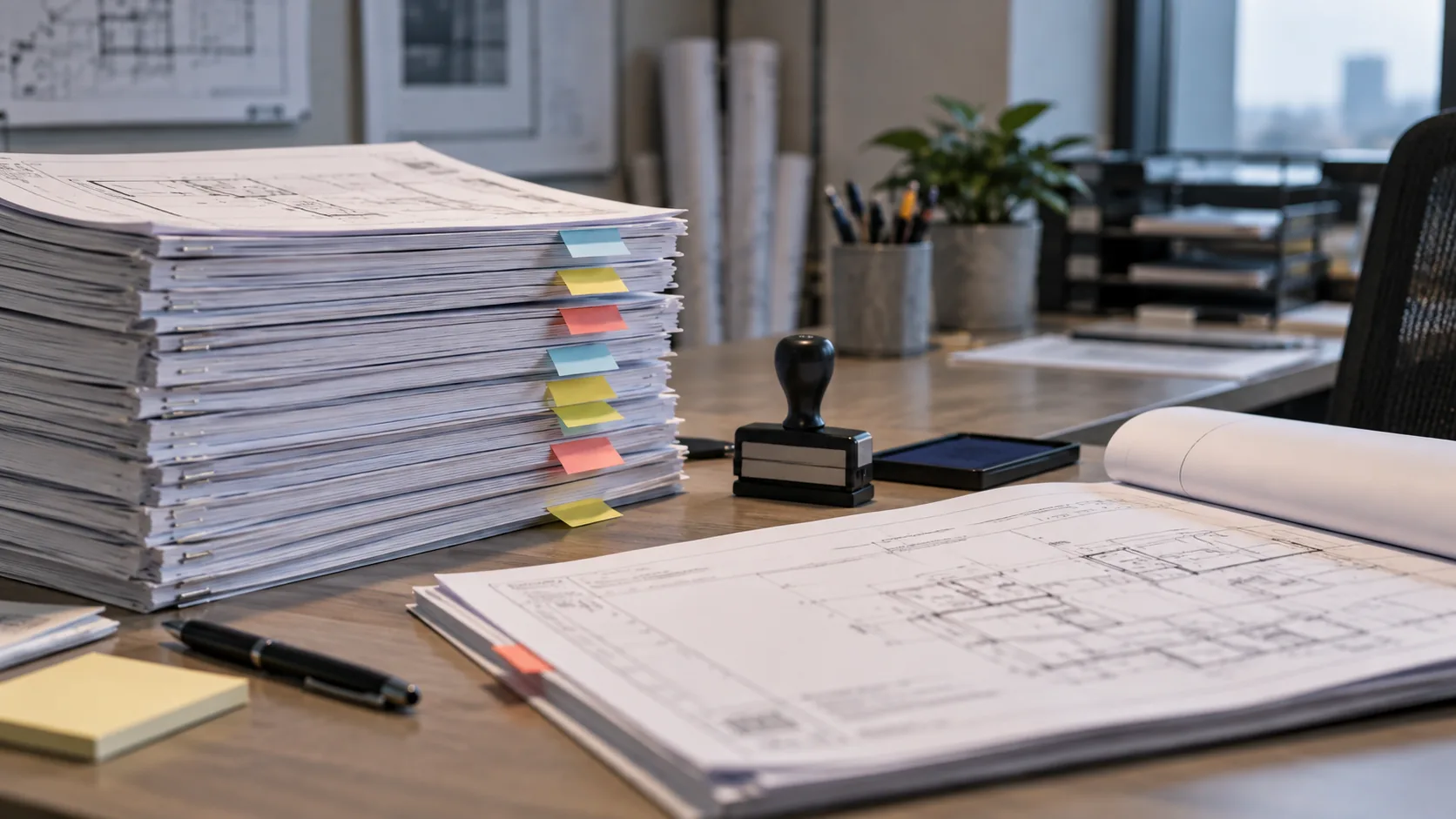 Submittal log tracking review status across multiple trade packages